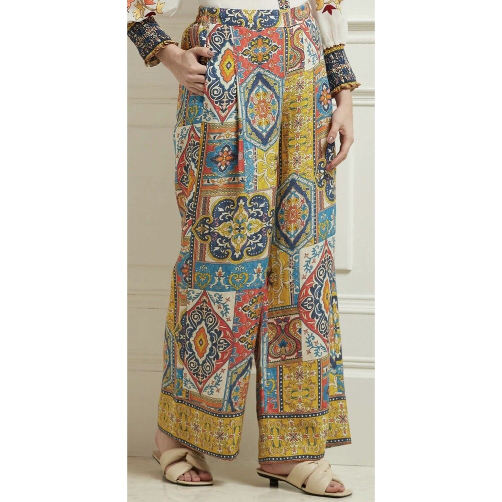 Anthropologie Ranna Gill Giana Pants Yellow Wide Leg Linen Preppy Size XSP NWT